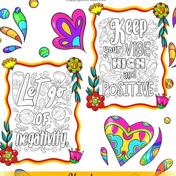 Adult Coloring Book - Positive Vibes - Picture 2 of 2